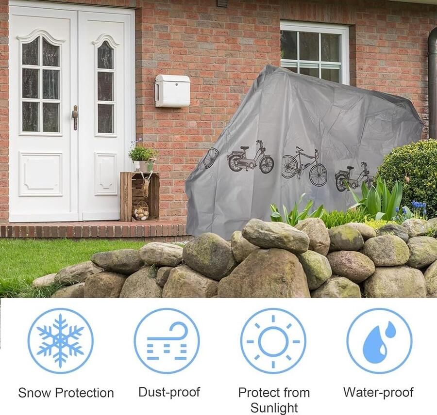 Fietshoes Waterdicht Waterdichte Fietshoes voor Buiten Fietshoezen voor Buitenopslag Fietsbeschermhoes Bike Cover voor Outdoor Waterdichte Winddicht Sneeuw Stofdicht Grijs