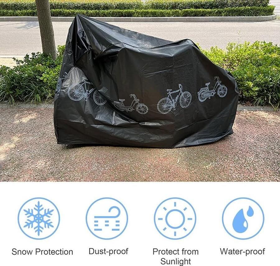 Fietshoes Waterdicht Waterdichte Fietshoes voor Buiten Fietshoezen voor Buitenopslag Fietsbeschermhoes Bike Cover voor Outdoor Waterdichte Winddicht Sneeuw Stofdicht Zwart
