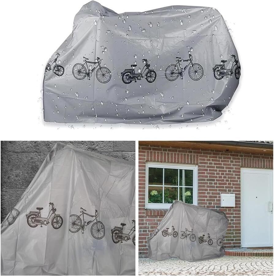 Fietshoes Waterdicht Waterdichte Fietshoes voor Buiten Fietshoezen voor Buitenopslag Fietsbeschermhoes Bike Cover voor Outdoor Waterdichte Winddicht Sneeuw Stofdicht (Grijs)