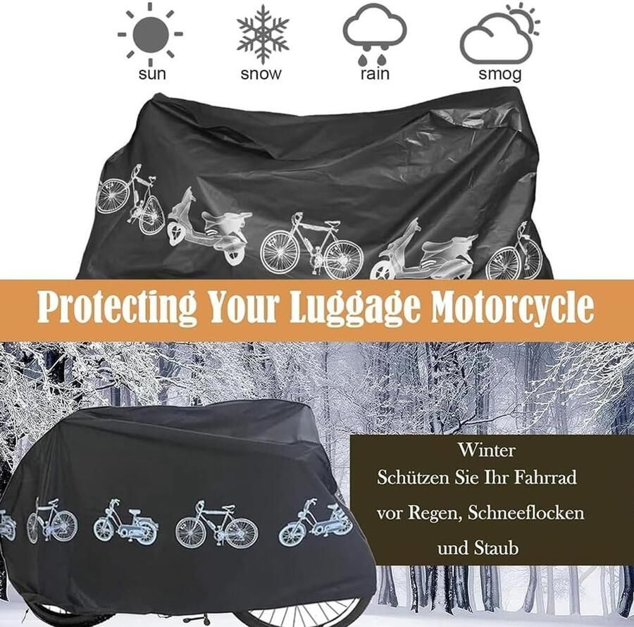 Fietshoes Waterdicht Waterdichte Fietshoes voor Buiten Fietshoezen voor Buitenopslag Fietsbeschermhoes Bike Cover voor Outdoor Waterdichte Winddicht Sneeuw Stofdicht Zwart