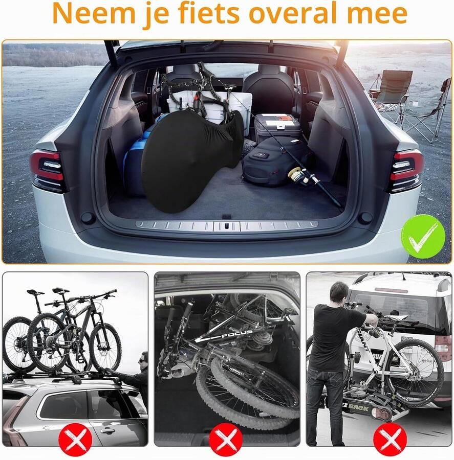 Fietshoes Zwart Fietsbeschermhoes Rekbare Fietsbeschermer Wasbare Fietshoes Stofdichte Opbergtas voor Fietsen en Mountainbikes