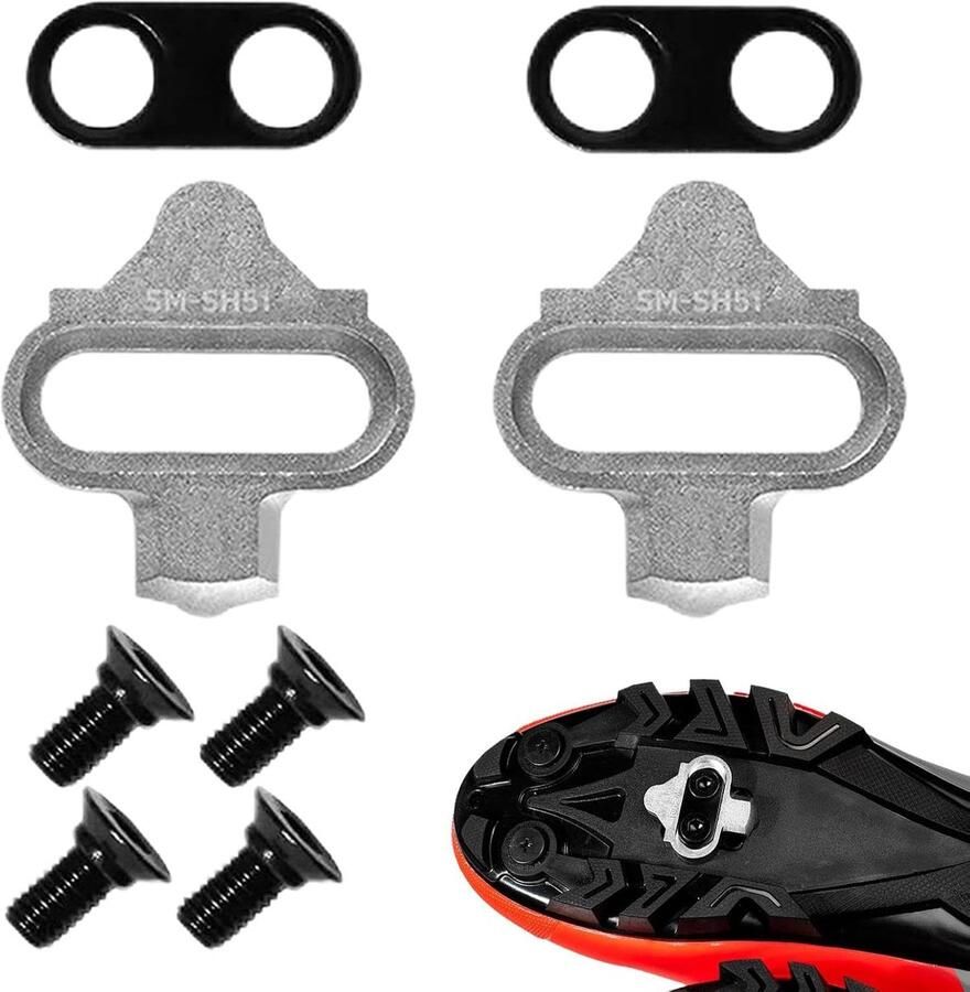 Fietsschoenplaatjes Set Clipless Pedalen Racefiets Gebruik Roestvrij Staal 68 x Zilverkleurig - Foto 2