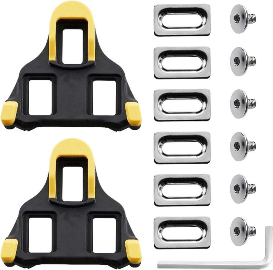 Fietsnoppen Set Schoenplaatjes Racefietsen 6° Drijfsysteem 8x Geel