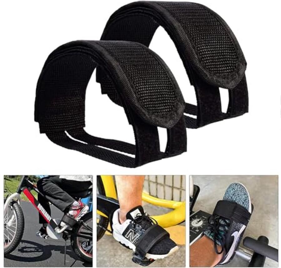 Fietspedaal Rie Pedaalbanden Fiets Veilig Fietsen Verstelbaar Nylon 2 Stuks Zwart