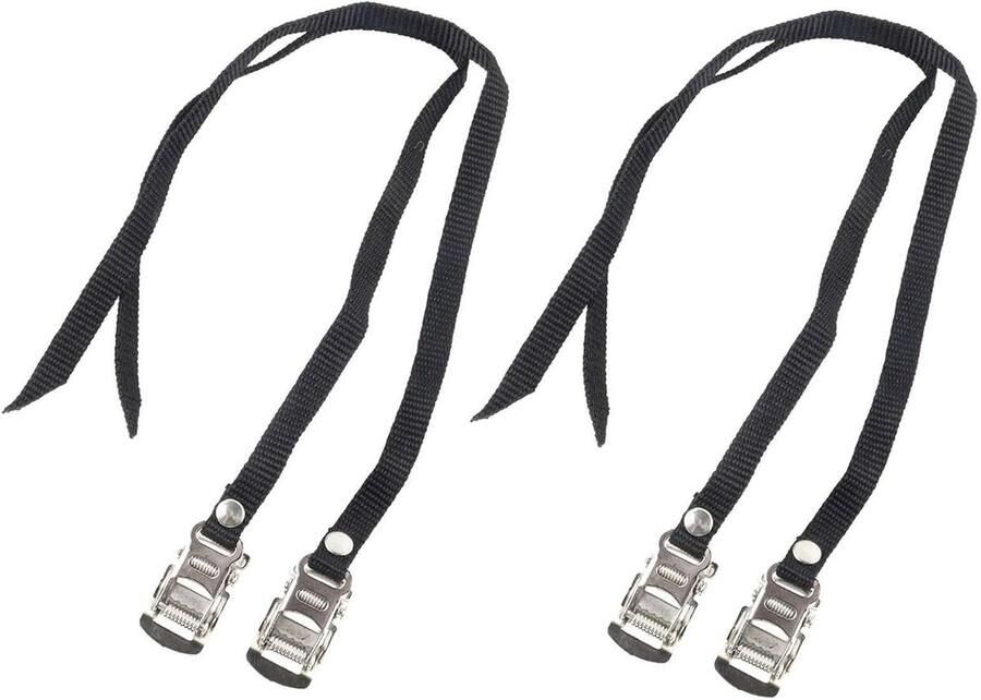 Fietspedaal rie Pedaalbanden nylon Fietsen stabiliteit Sterke metalen gesp lengte Zwart