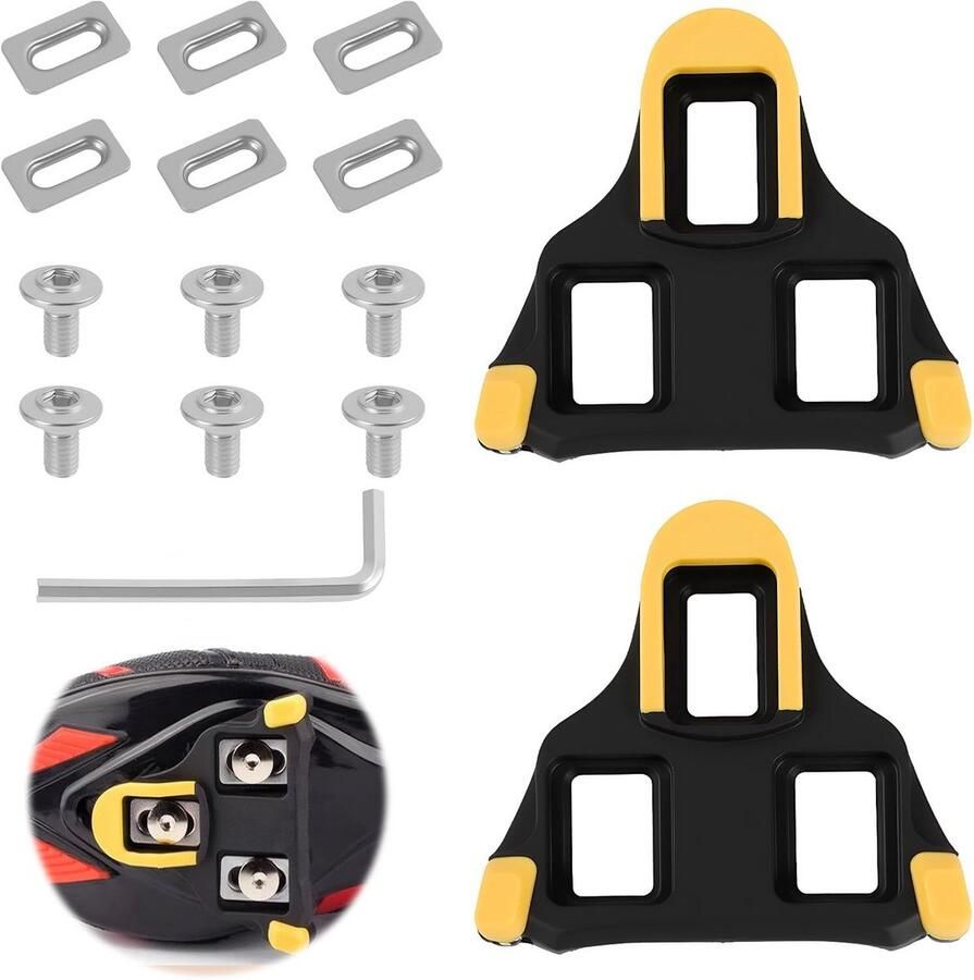 Fietsplaatjes Set Schoenplaatjes Pedalen Stabiliteit Fietsen Universele Compatibiliteit 6 Graden Zwevend Zwart Geel