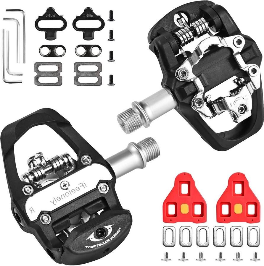 Fietspedaal Schoenplaten Clip op Cleats Spin Fietsen Dubbele Pedalen Dual pedals Zwart