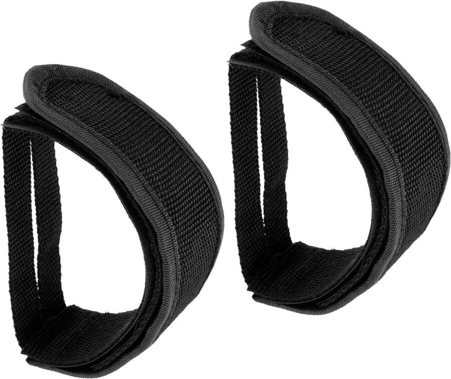 Fietspedaal Teenclips Pedal Straps Fietsen Ondersteuning Dubbele Klittenbandsluiting Zwart