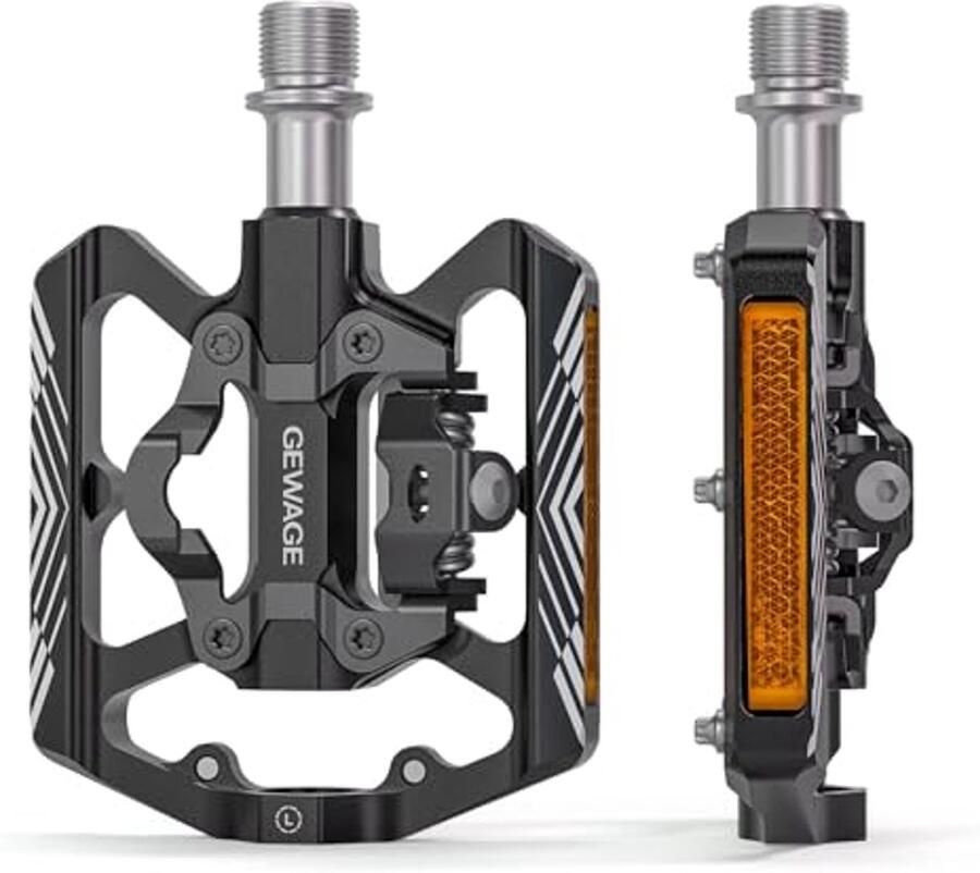 Fietspedalen 2-in-1 Dubbele functie SPD en Platform met Reflector voor MTB en Racefietsen