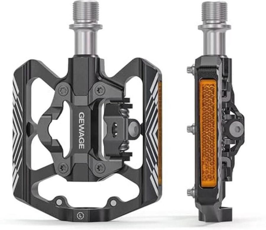 Fietspedalen 2-in-1 Dubbele functie SPD en Platform met Reflector voor MTB en Racefietsen