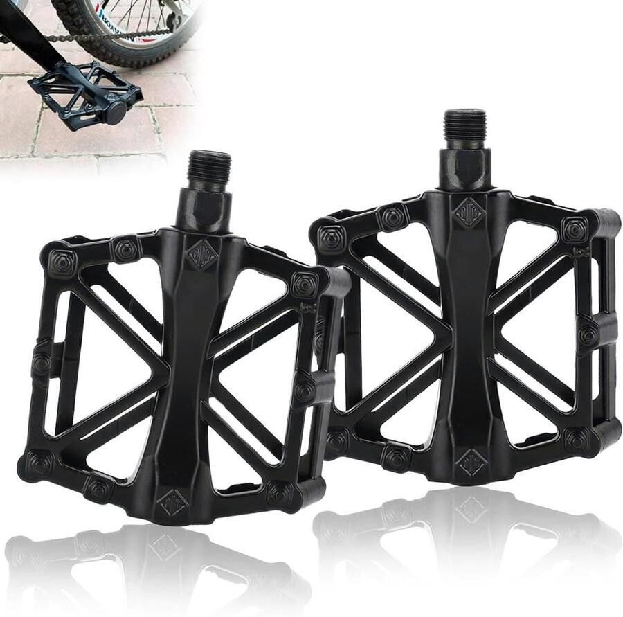Fietspedalen Aluminium MTB Pedalen Racefiets Fietsen Stabiliteit Antislip Pennen 9 16 inch Zwart
