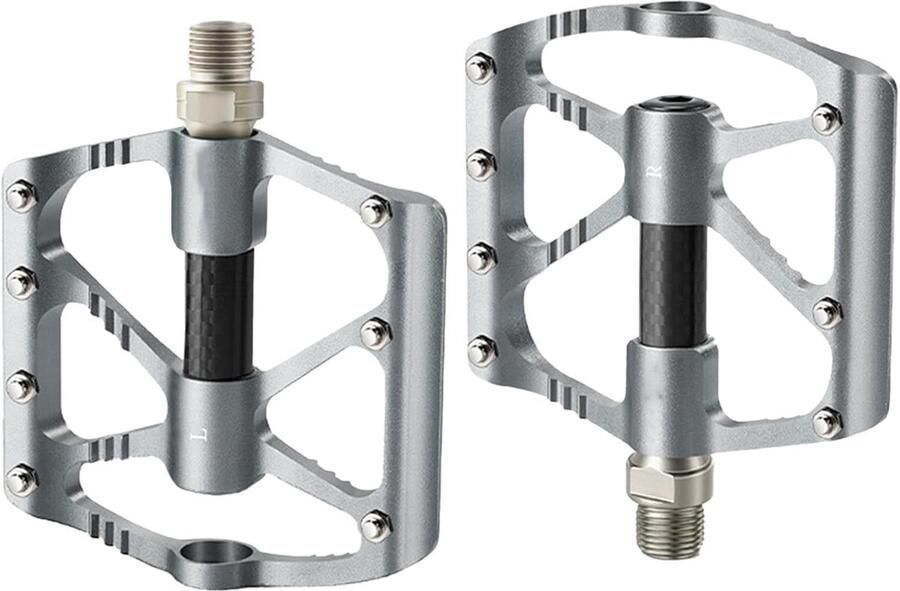 Fietspedalen Aluminium pedalen Fietsen Buiten Antislip Grip 9.5 x Zilver