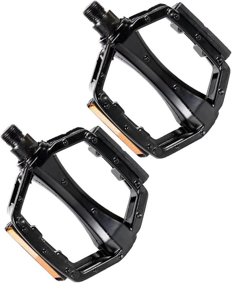 Fietspedalen Aluminium Platte Pedalen Comfortabel Fietsen Antislip Spikes 12 x Zwart