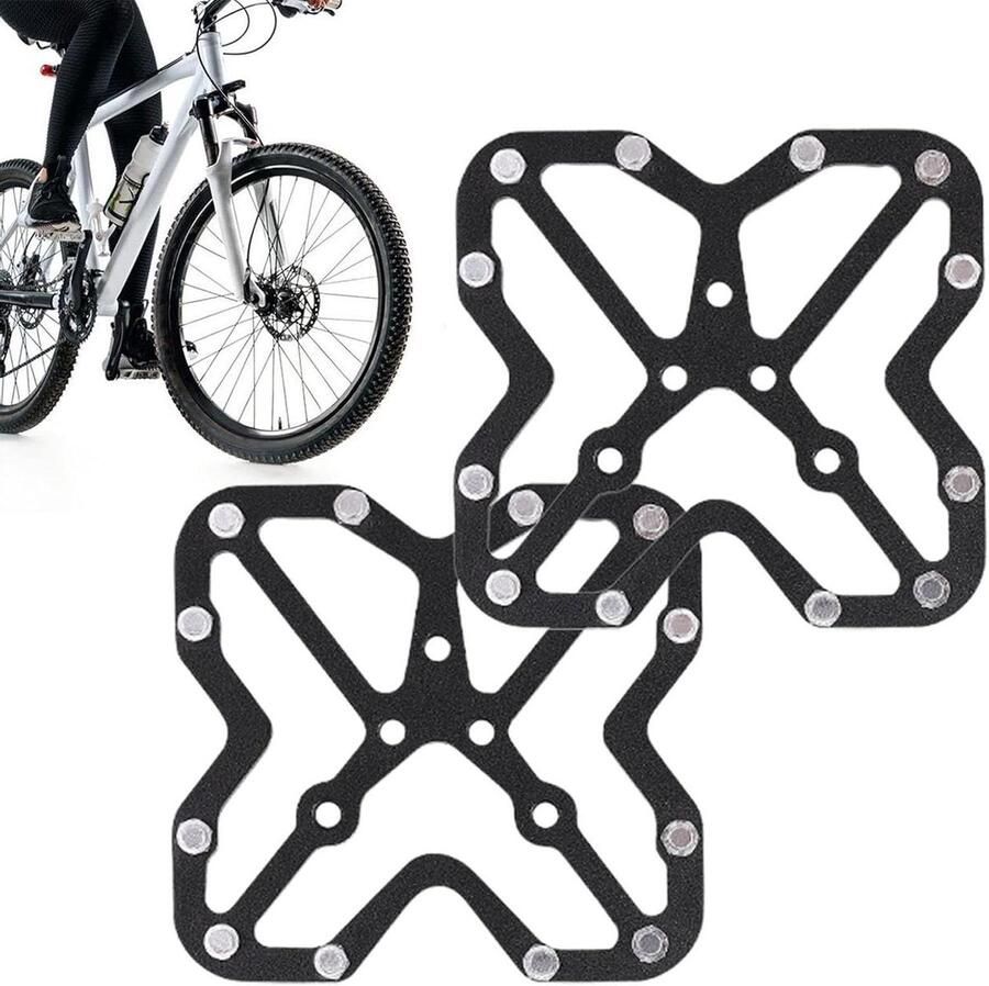 Fietspedalen Aluminium Platte Pedalen Fietsen Antislip Grip Breed Zwart