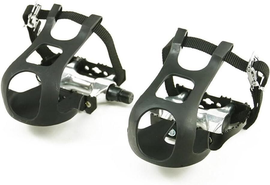 Fietspedalen Set Aluminium Pedalen Wegwielrennen Met Riemen 9 16 Inch Zwart