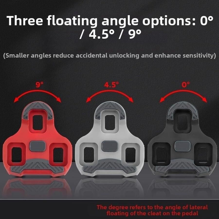Fietspedalen Cleat Set Racefiets Onderdelen Stabiel Fietsen Verstelbare Float Hoeken 79g Lichtgewicht Zwart Grijs Rood