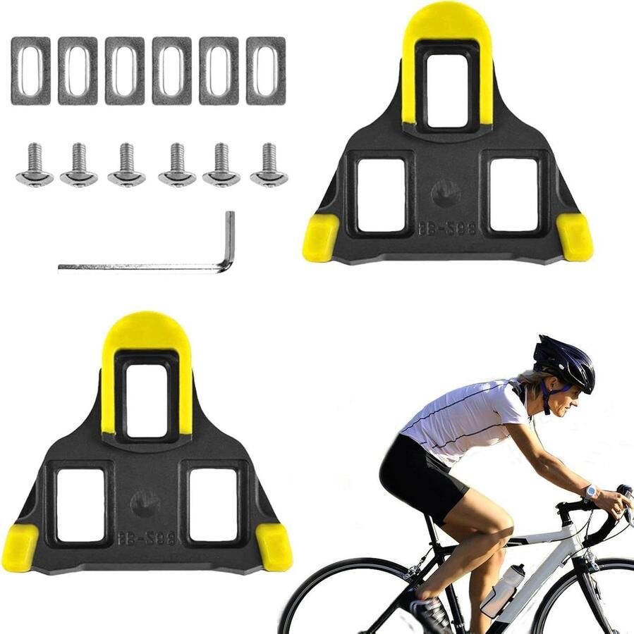 Fietsschoenplaatjes Wegplaatjes Racefiets Comfortabel Fietsen 6 Graden Float Systeem 16.1 x Geel