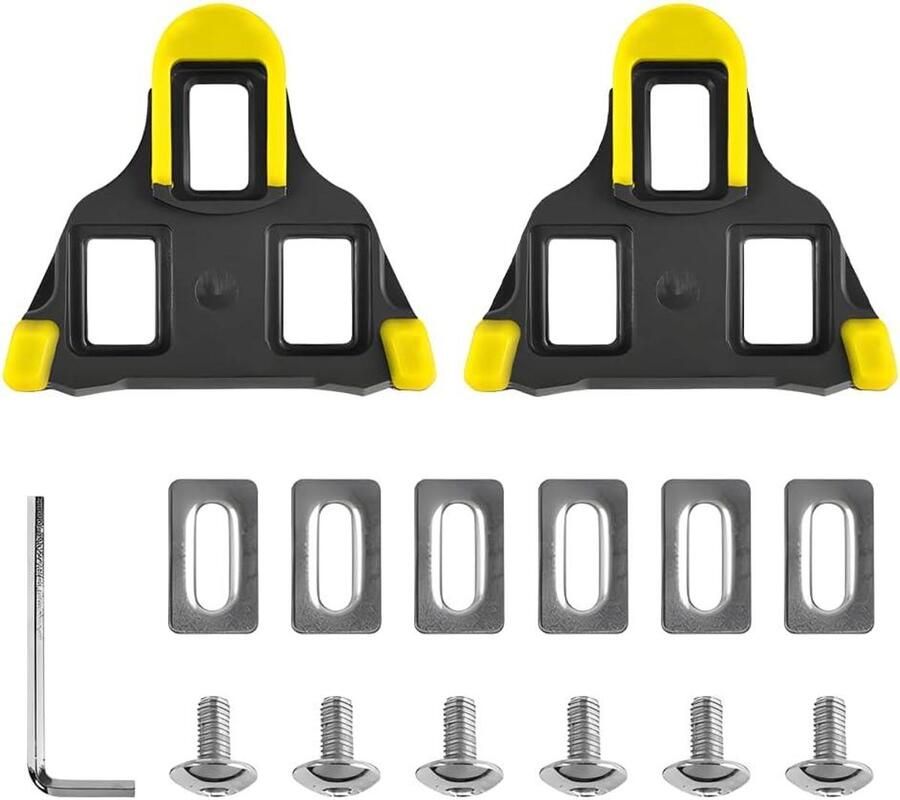 Fietspedalen Cleats Schoenplaatjes Set Wielrennen Buiten 6 Graden Zweven 2 Stuks Zwart Geel