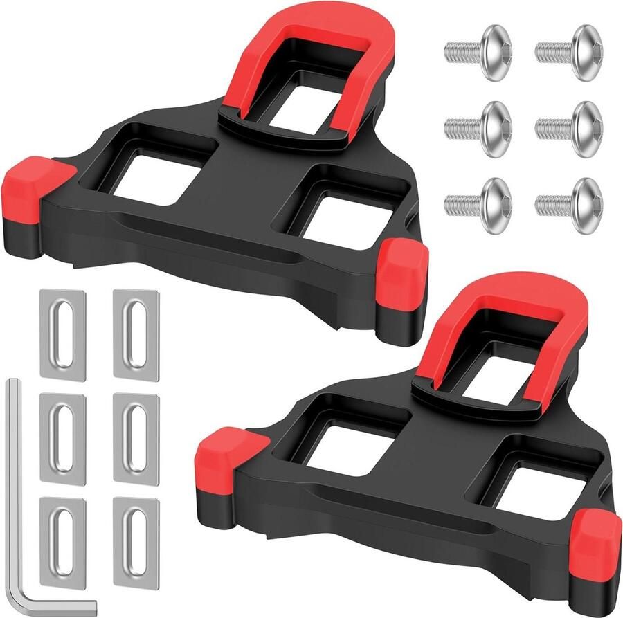 Fietspedalen Cleats Schoenplaten Set Outdoor Fietsen Universele 3-Gat Clips 6° Float Rood