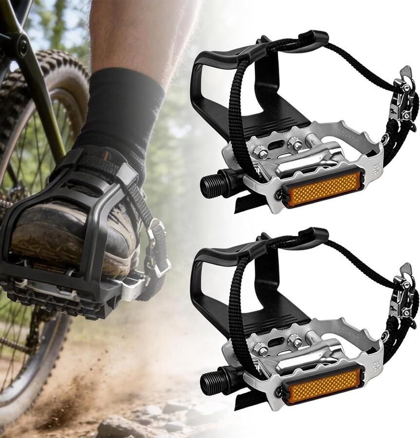 Fietspedalen met Clips Fietskooien Rie Fietsen Binnen Buiten Aluminium Constructie 85 x 62 mm Zilver Zwart