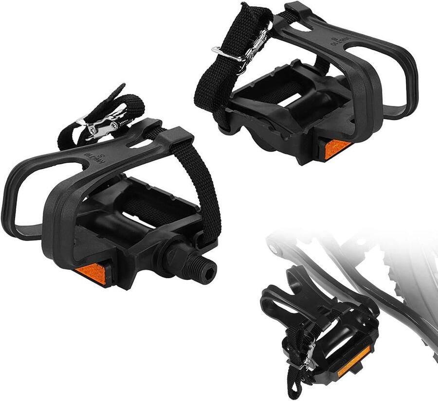Fietspedalen Met Clips Platform Pedalen Fietsen Binnen Buiten Duurzaam Nylon Materiaal 112 x 79 mm Zwart