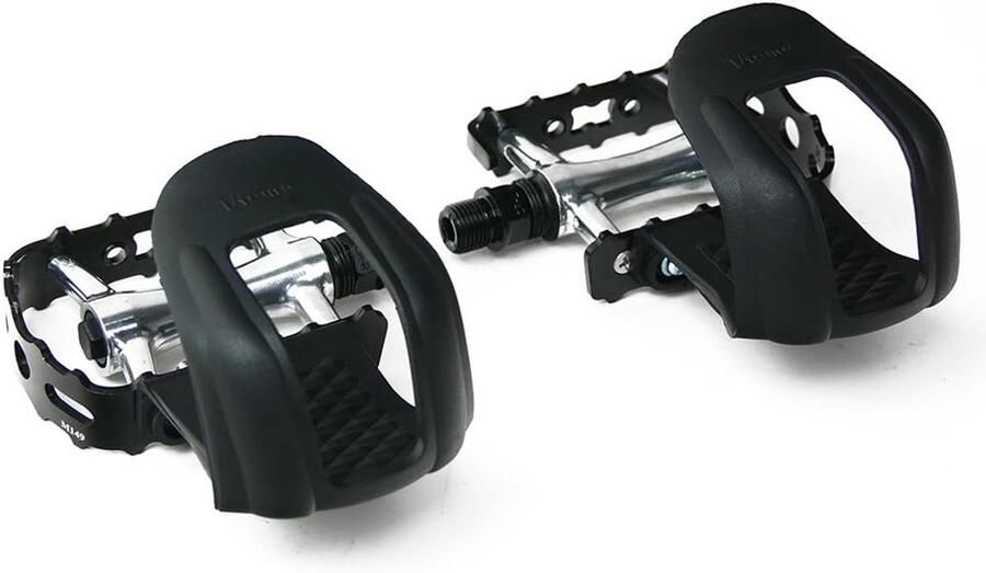 Fietspedalen met Haken Pedaalkooi met Riem SingleSpeed Fietsen Gesloten Kogellagers 9 16 Inch Zwart