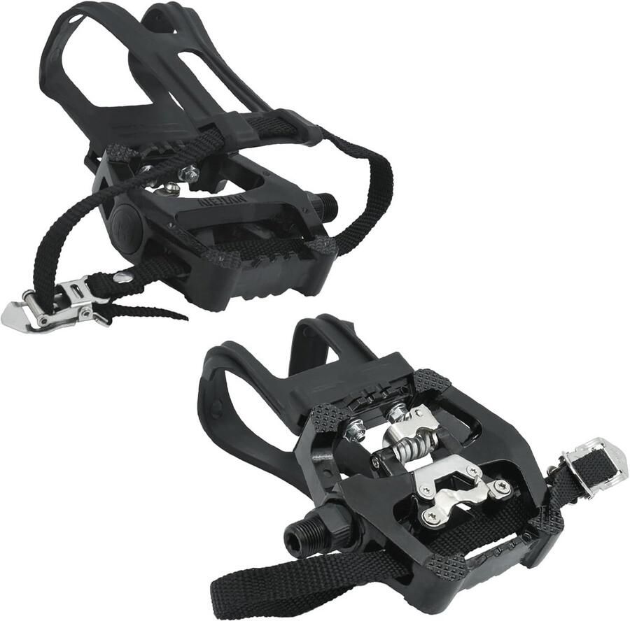 Fietspedalen met Kooi en Riem voor Mountainbike en Hometrainer SPD Pedalen voor 9 16 Inch Axles