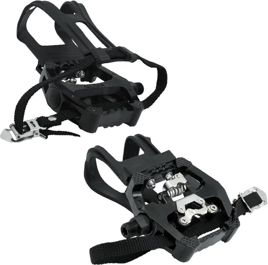 Fietspedalen met Kooi en Riem voor Mountainbike en Hometrainer SPD Pedalen voor 9 16 Inch Axles