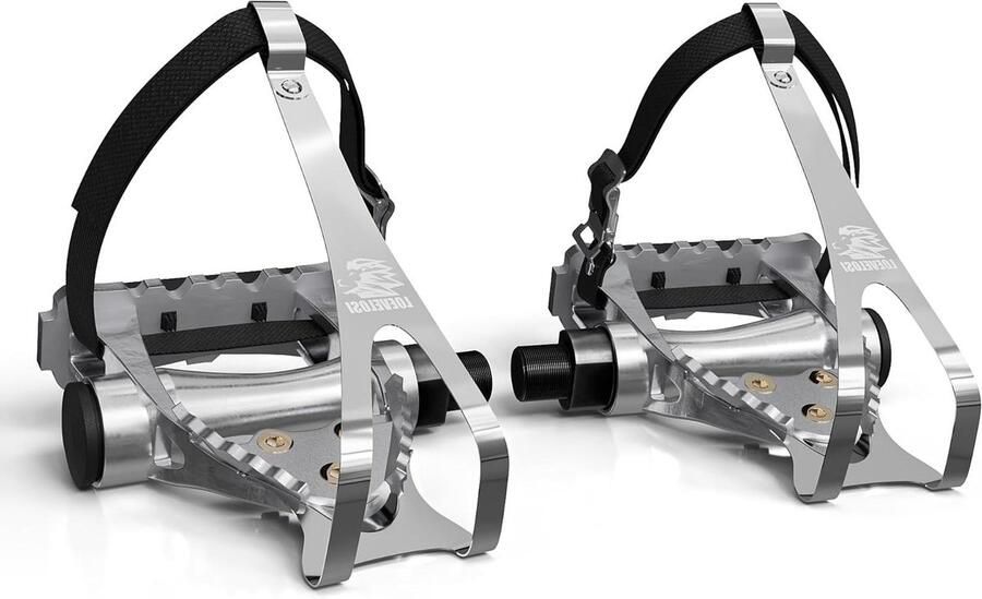 Fietspedalen met lussen Pedaal met haken Efficiënter fietsen Universeel instelbaar 9 16 inch draad Zilver