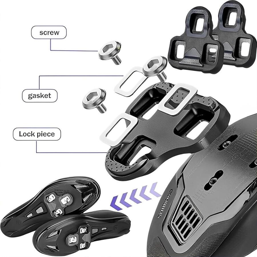 Fietspedalen met noppen voor MTB en racefiets compatibel met fietsschoenen