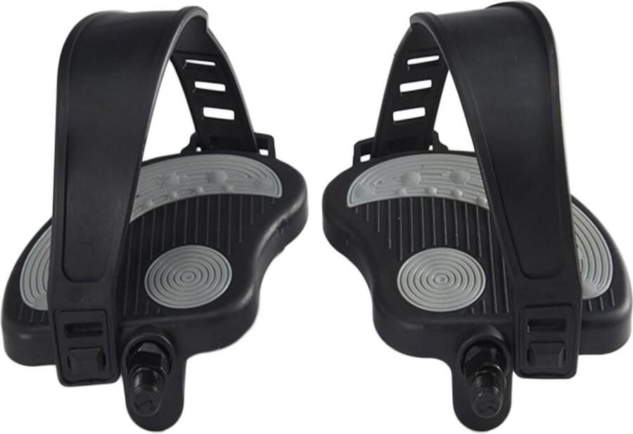 Fietspedalen met riem Hometrainer pedalen Indoor fietsen Verstelbare banden 9 16 inch Zwart