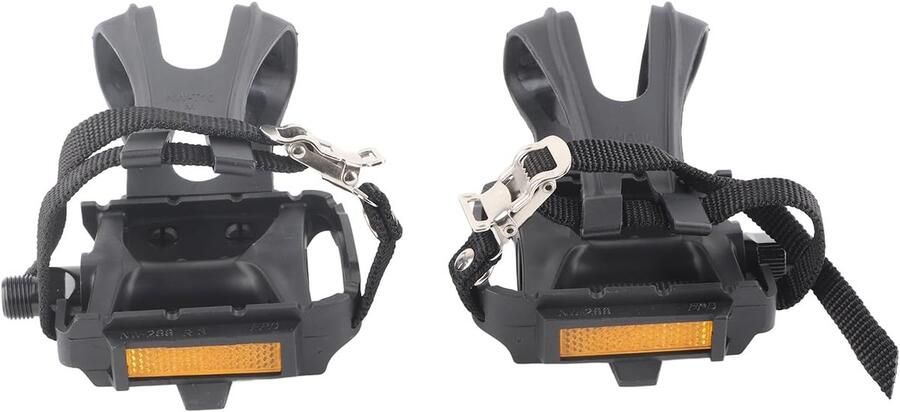 Fietspedalen met Teenclips Fietsaccessoires Nylon Pedalen Veilig Fietsen Stevig Nylon Materiaal Standaard 14mm Zwart
