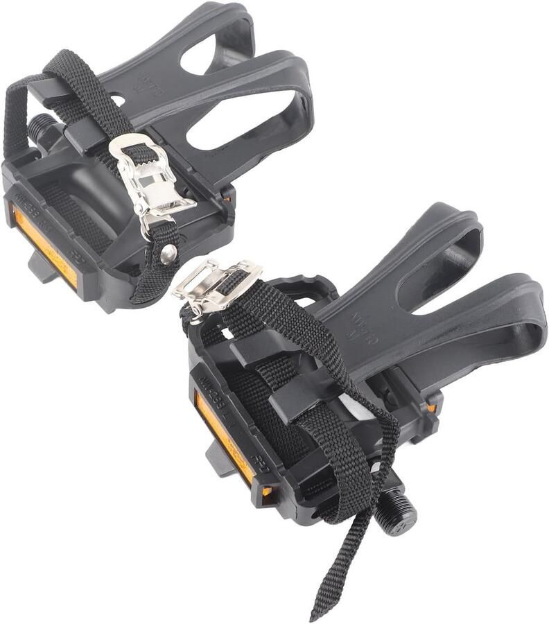 Fietspedalen met Teenclips Fietsaccessoires Pedaalset Veilig Fietsen Duurzaam Nylon Materiaal 112 x 79 mm Zwart