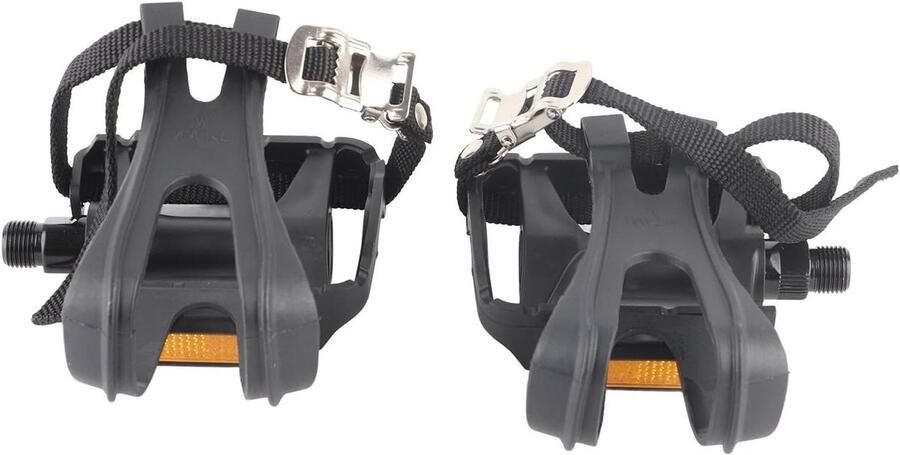 Fietspedalen met Teenclips Nylon Pedalen Paar Fietsen Verbeteren Lichtgewicht Nylon Materiaal 112 x 79 mm Zwart