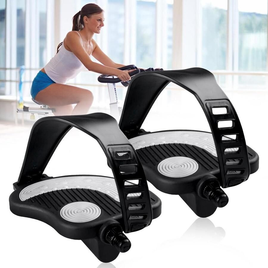 Fietspedalen met Verstelbare Voetrie Universele Vervanging voor Hometrainer en Spinningfiets met 9 16 Inch Schroefdraad