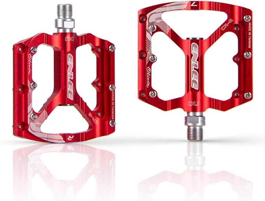 Fietspedalen Mountainbike Platform Pedalen Racefiets Fietsen Stabiel Houden Antislip Tand Ontwerp 118mm Breed Rood Zwart