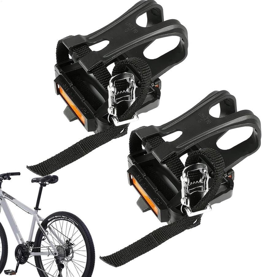 Fietspedalen Nylon Pedalen met clips Fietsen en fitness Verstelbare rie 9 16 inch Zwart