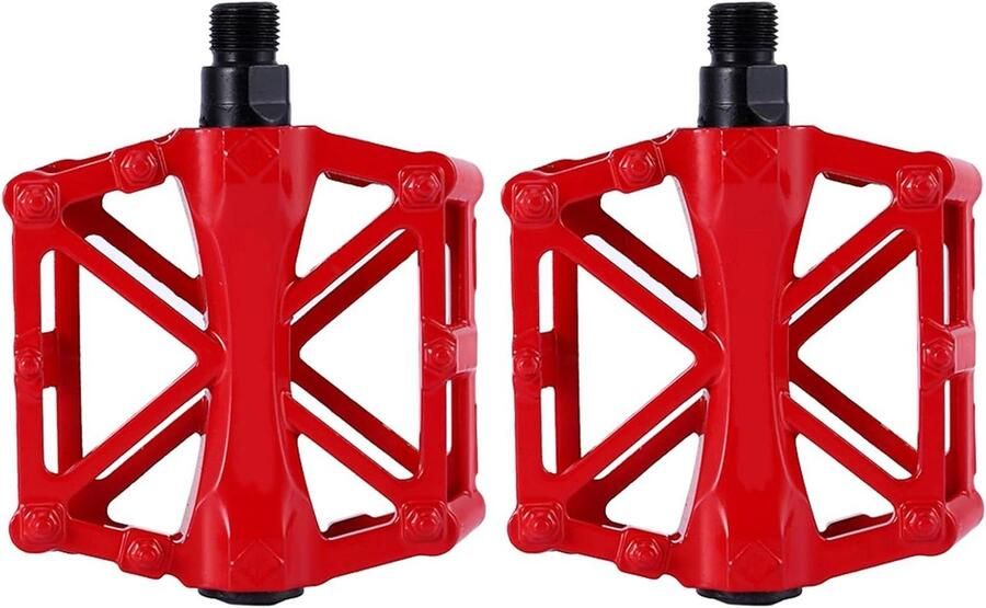 Fietspedalen Aluminium Platform Fiets pedalen Fietsen Anti-slip Grip 12 x Rood
