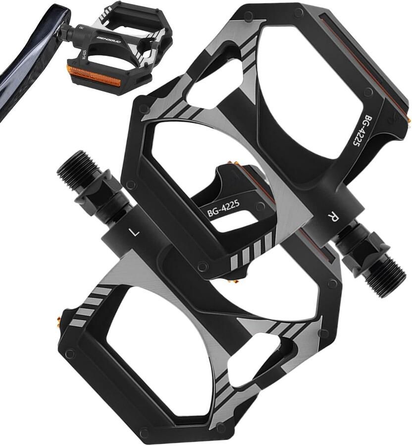 Fietspedalen Platte pedalen Fietsen en training Antislip design 10.5 x Zwart