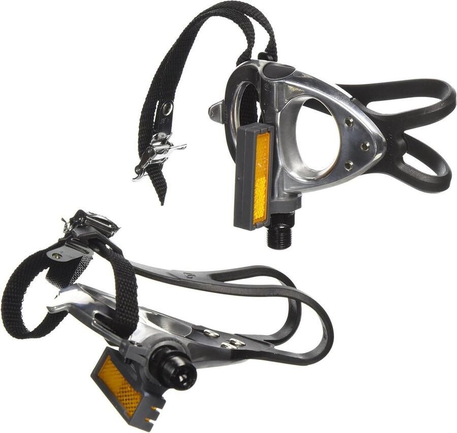 Fietspedalen Racefiets Racepedalen Aluminium Fietsen Onderweg Met Band en Gesp 140 x 95 mm Zilver