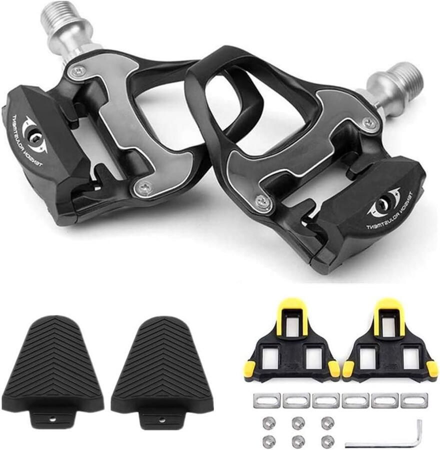 Fietspedalen Racepedalen Schoenplaatjes Wielrennen 3-in-1 Set 5.3 Ons per pedaal Zwart