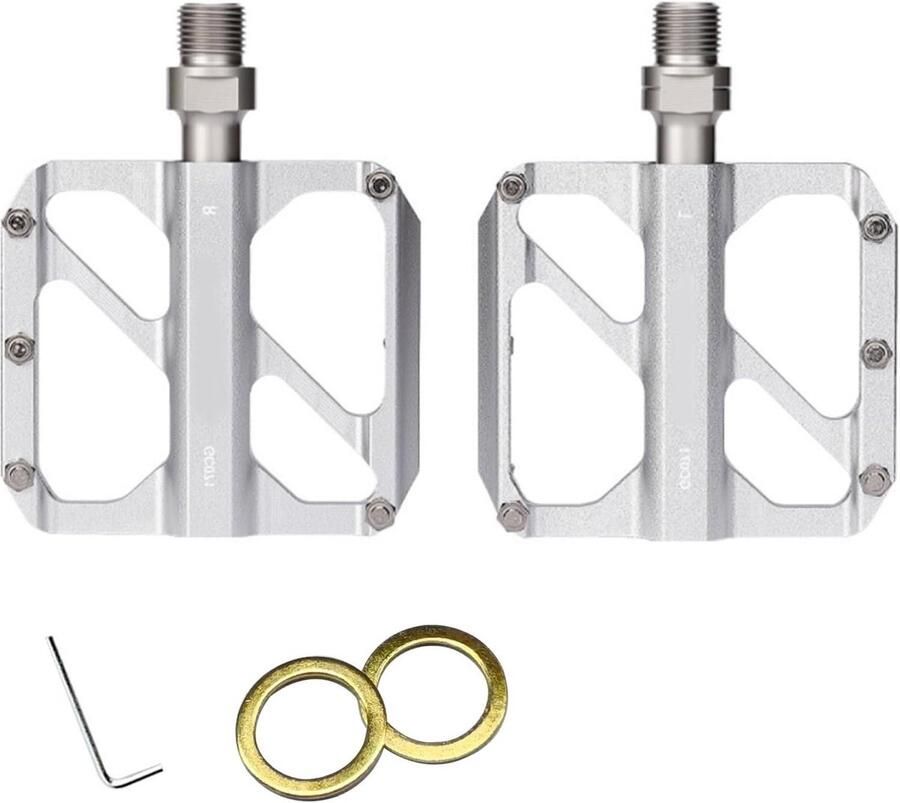 Fietspedalen Set Fietsaccessoires Veilig Fietsen Antislip Grip 14mm Schroefdraad Zilver