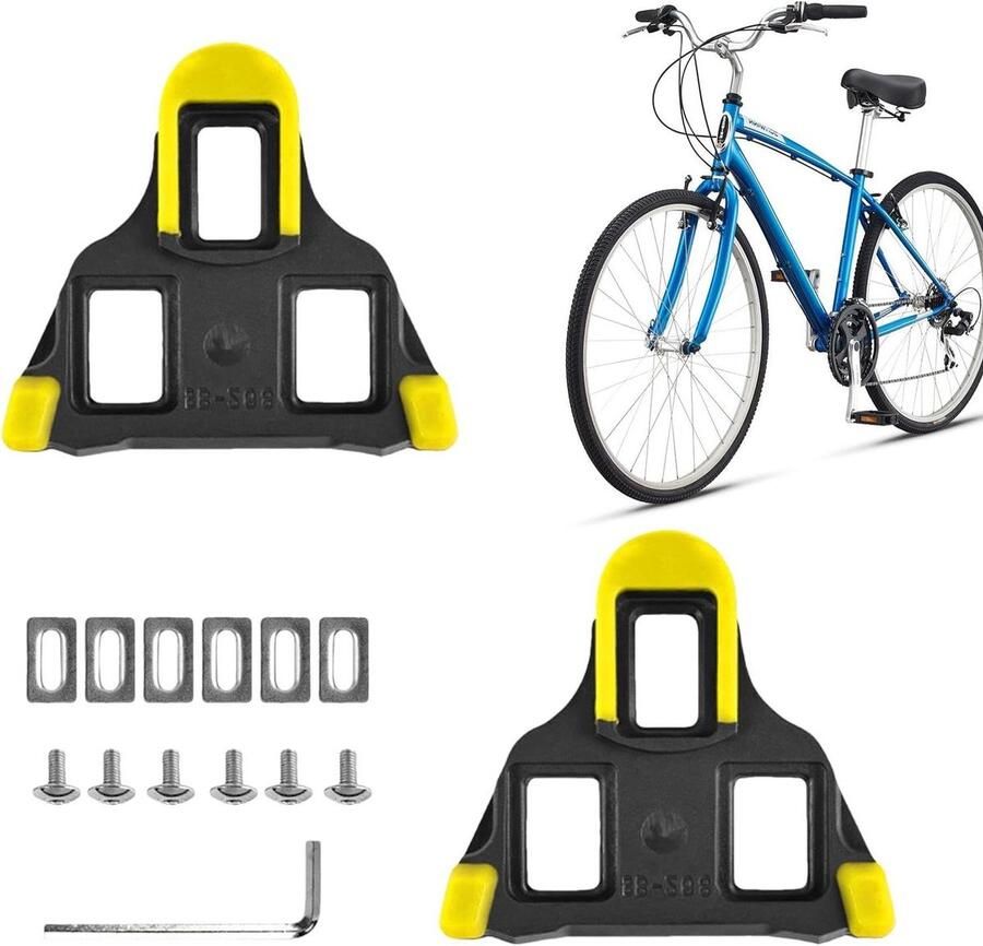 Fietsplaatjes Schoenplaatjes Wielrennen 6 Graden Zweefsysteem Standaard Maat Geel