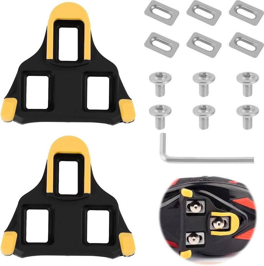 Fietsplaatjes Set Schoenplaatjes Cliploos Fietsen Stabiliteit Universele Compatibiliteit 6 Graden Zwevend Zwart Geel