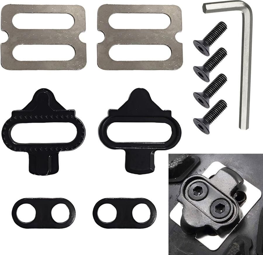 Fietsplaatjes Set Schoenplaatjes Fiets Mountainbiken Eenvoudige Installatie 35x35mm Zwart