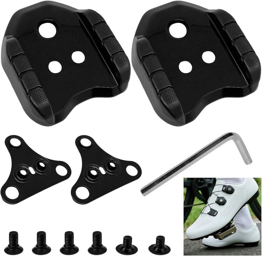Fietsschoen Cleats Adapters Pedaal Converter Wegfietsen Mountainbiken Snel Wisselplaten 3-Gaats Platen Zwart