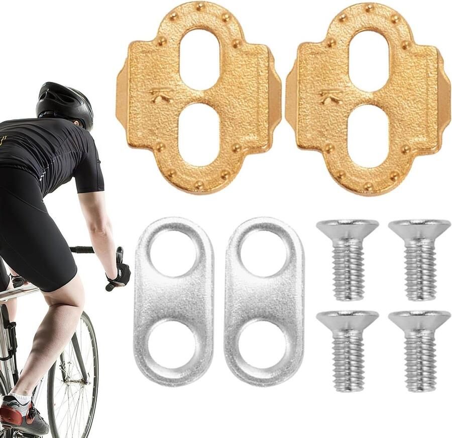 Fietsschoen Plaat Fietsplaatjes Efficiënt Fietsen 6 Graden Veerbeweging 34x29mm Zilverkleurig