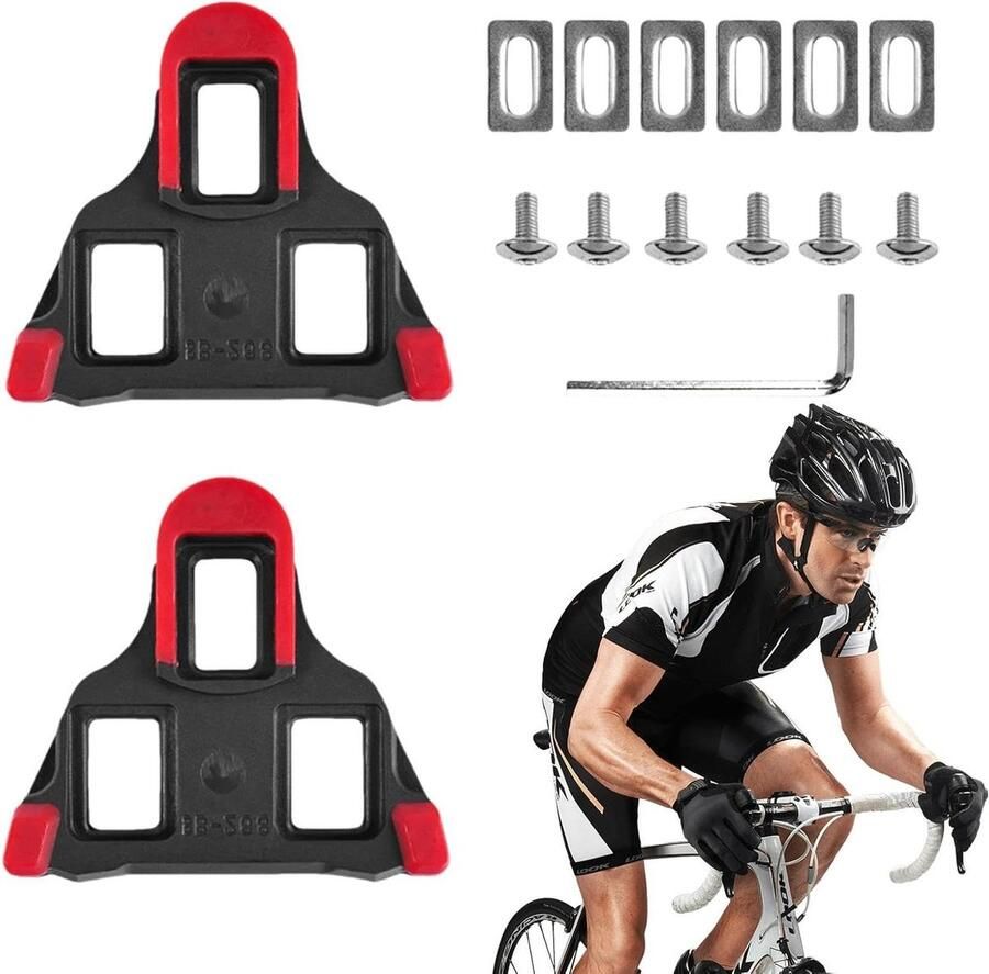 Fietsschoen Plaatjes Schoen Plaatjes Wegwielrennen 6 Graden Flex Systeem 2 Stuks Rood