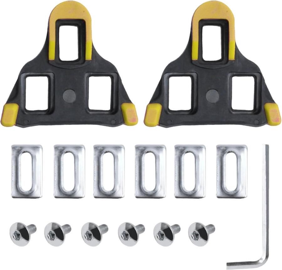 Fietsschoenplaatjes Fiets pedalen Weg en indoor Zelfvergrendelend Set van 2 Geel