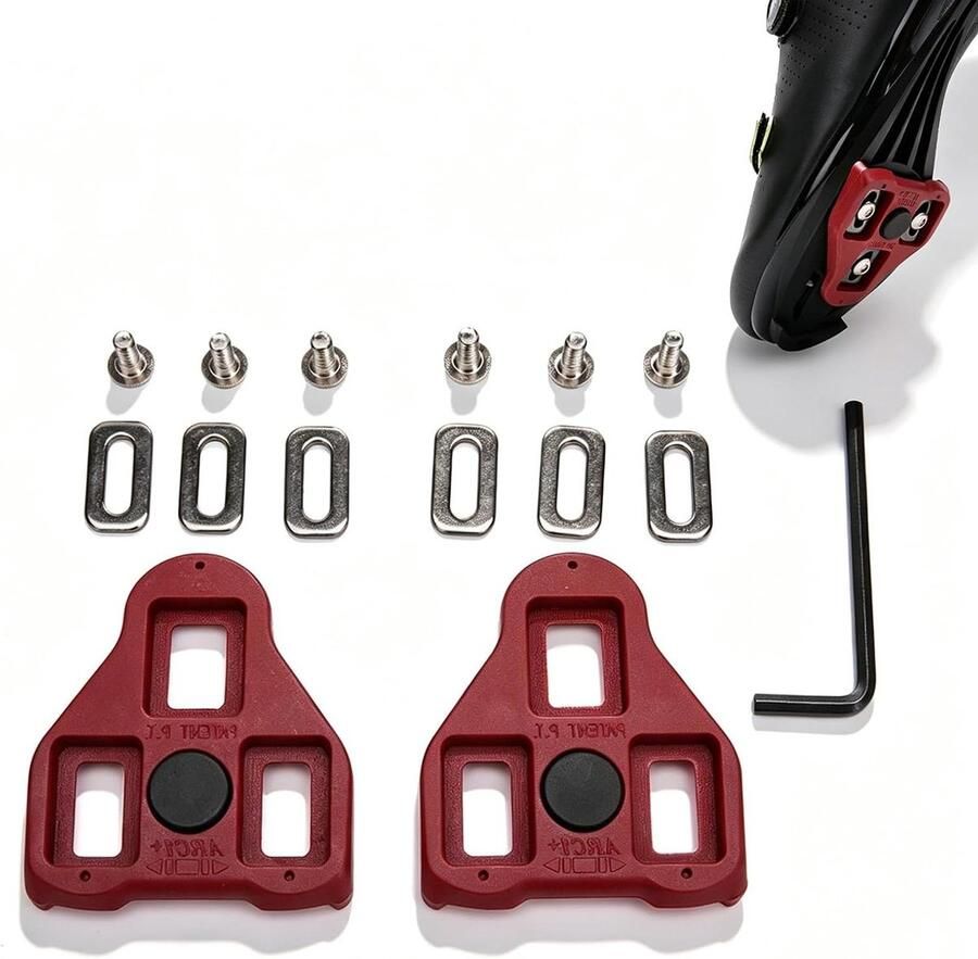 Fietsschoenen Cleats Schoenplaatjes Pedalen Fietsen SPD Compatibel 2 stuks Rood